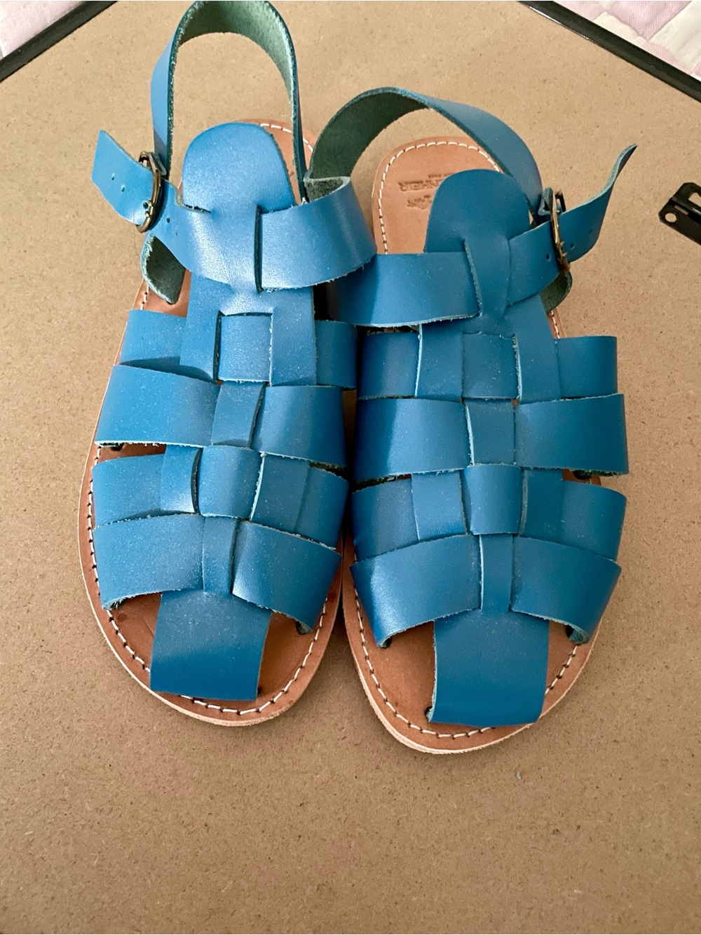 Gardenheir Blue Woven Leather Fisherman Sandals